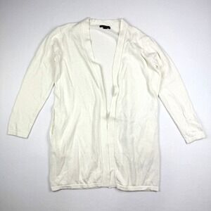 Saks Fifth Avenue Open Long Cardigan Cape Linen Blend Size S Womens White‎